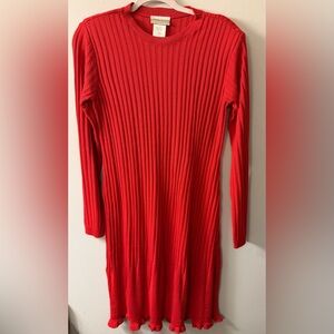 VINTAGE 90s Coldwater Creek Red Sweater Dress M Holiday Christmas Party USA